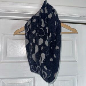 Autumn Cashmere Heart Patterned Infinity Scarf Blue 100% Cashmere Wrap